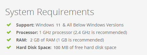 system requirements